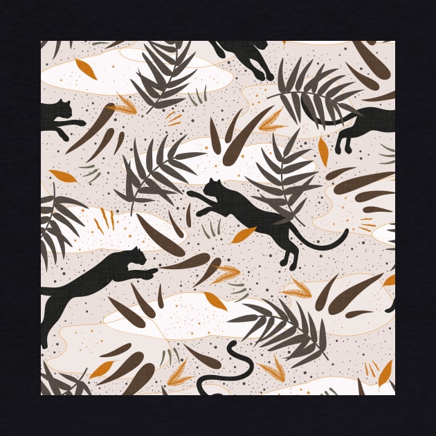 Wilderness with Exotic Plants and Big Cats in Earthy, Natural Shades by matise